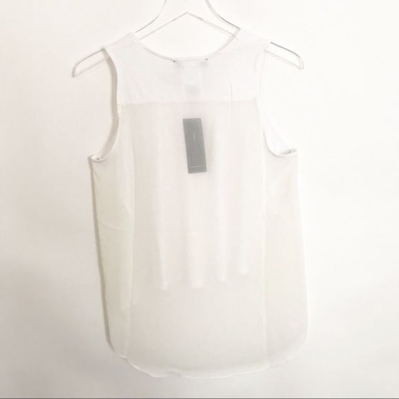 BCBGMAXAZRIA Airy High Low Sheer Back Tank Top In White Size X-Small - Picture 4 of 5